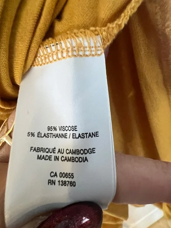 Reitmans Mustard Ruffle-Hem Short Sleeve Mini Dress - Picture 3 of 4